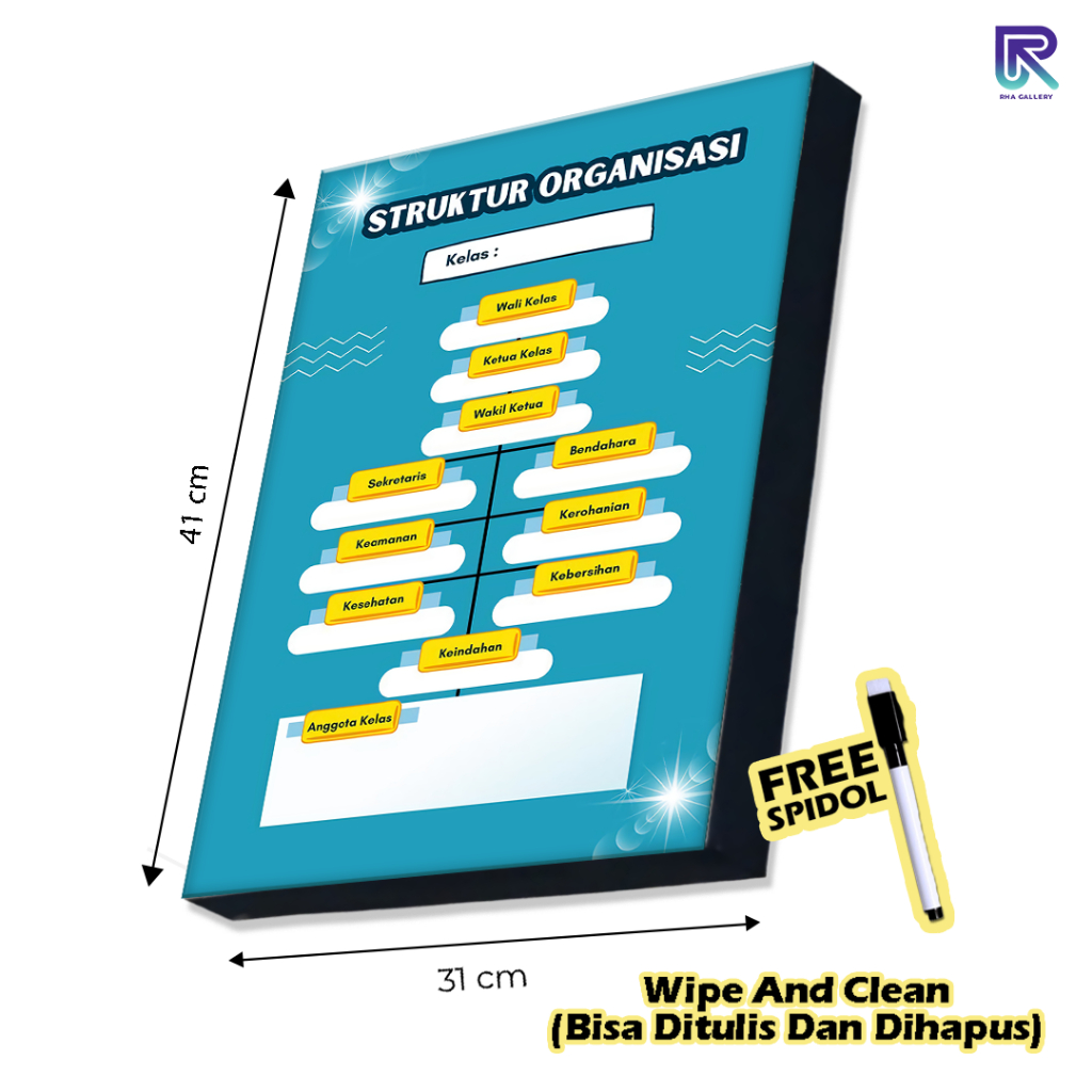 

RHA GALLERY Papan Tulis Kayu Sekolah Struktur Organisasi Planner Schedule Board Aesthetic 31x41 CM