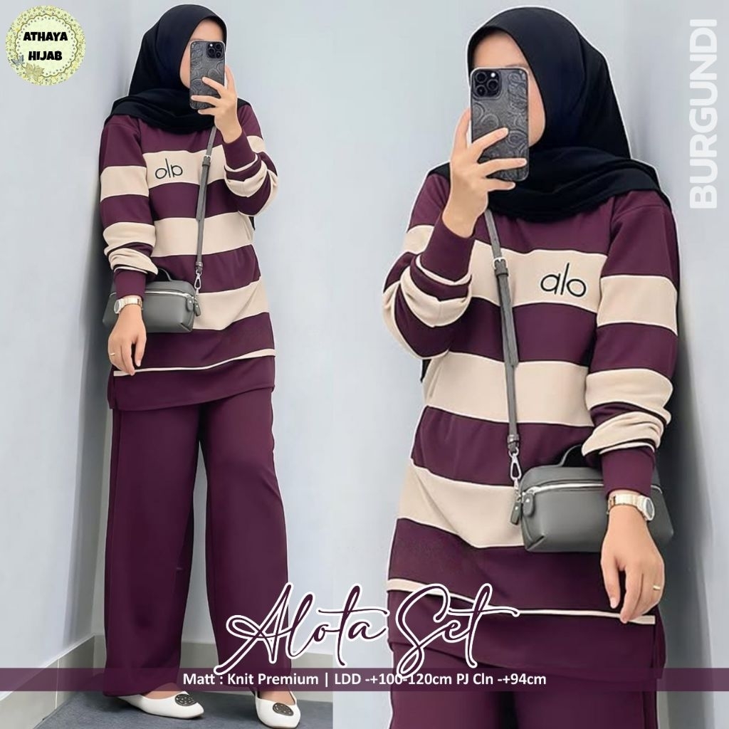 setelan kaos wanita terbaru alota one set knit wanita
