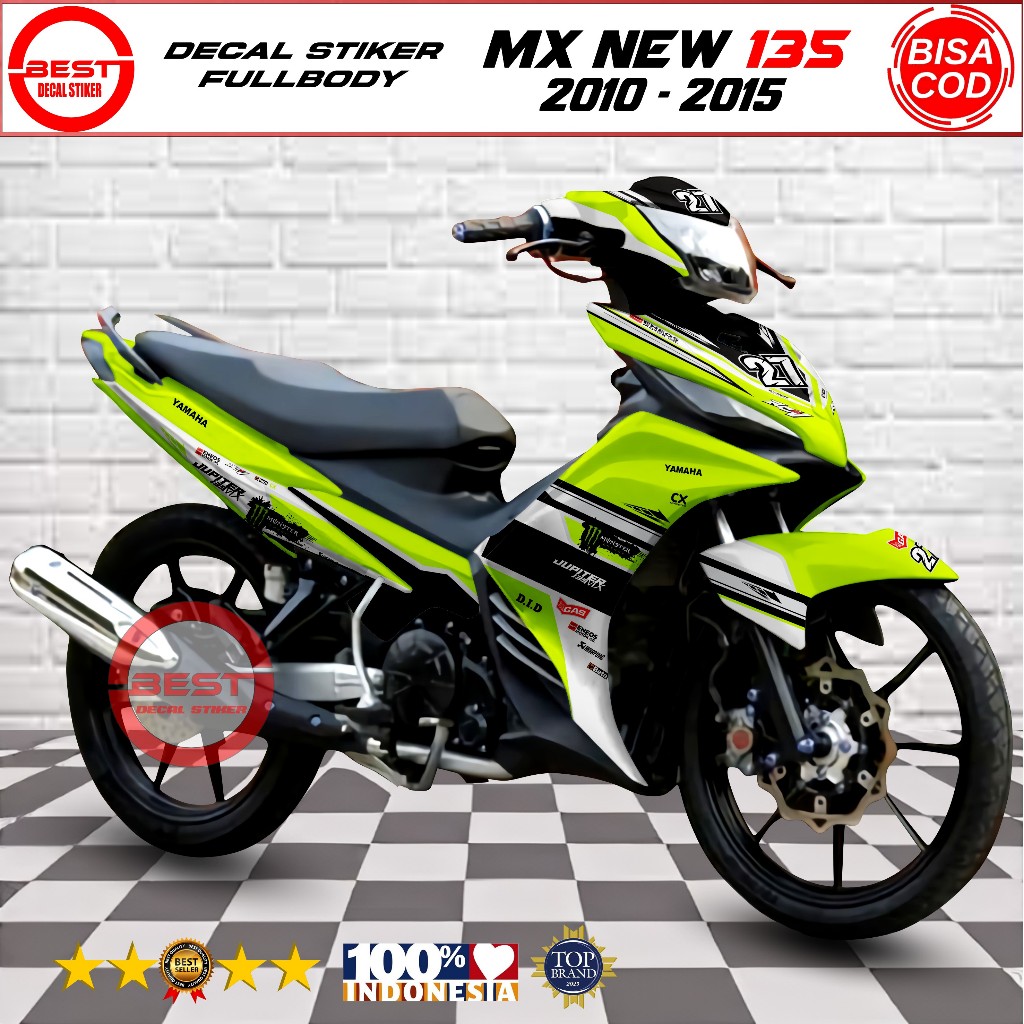 Decal Jupiter MX NEW 135 Full Body Desain Custom Monster Racing - Variasi Stiker Motor MX NEW 135
