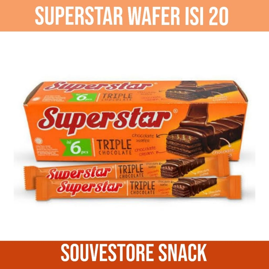 

Mayora Superstar Wafer Cokelat Superstar Snapz Box isi 20 dan 12