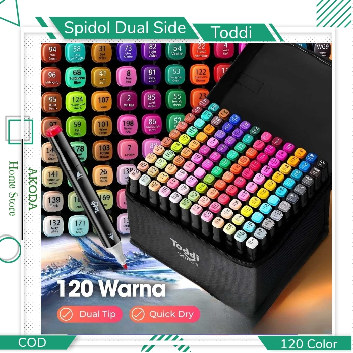 

Toddi Spidol Dual Side Fine Art Brush Art Marker Set 120 Warna - CY-006