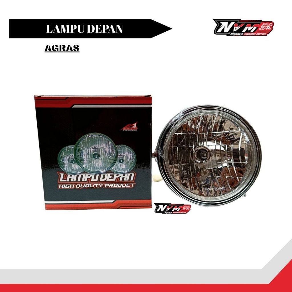AGRAS Lampu Depan Reflektor Ninja R Ss 7 Inch & Ninja New Batok Bulat Crom