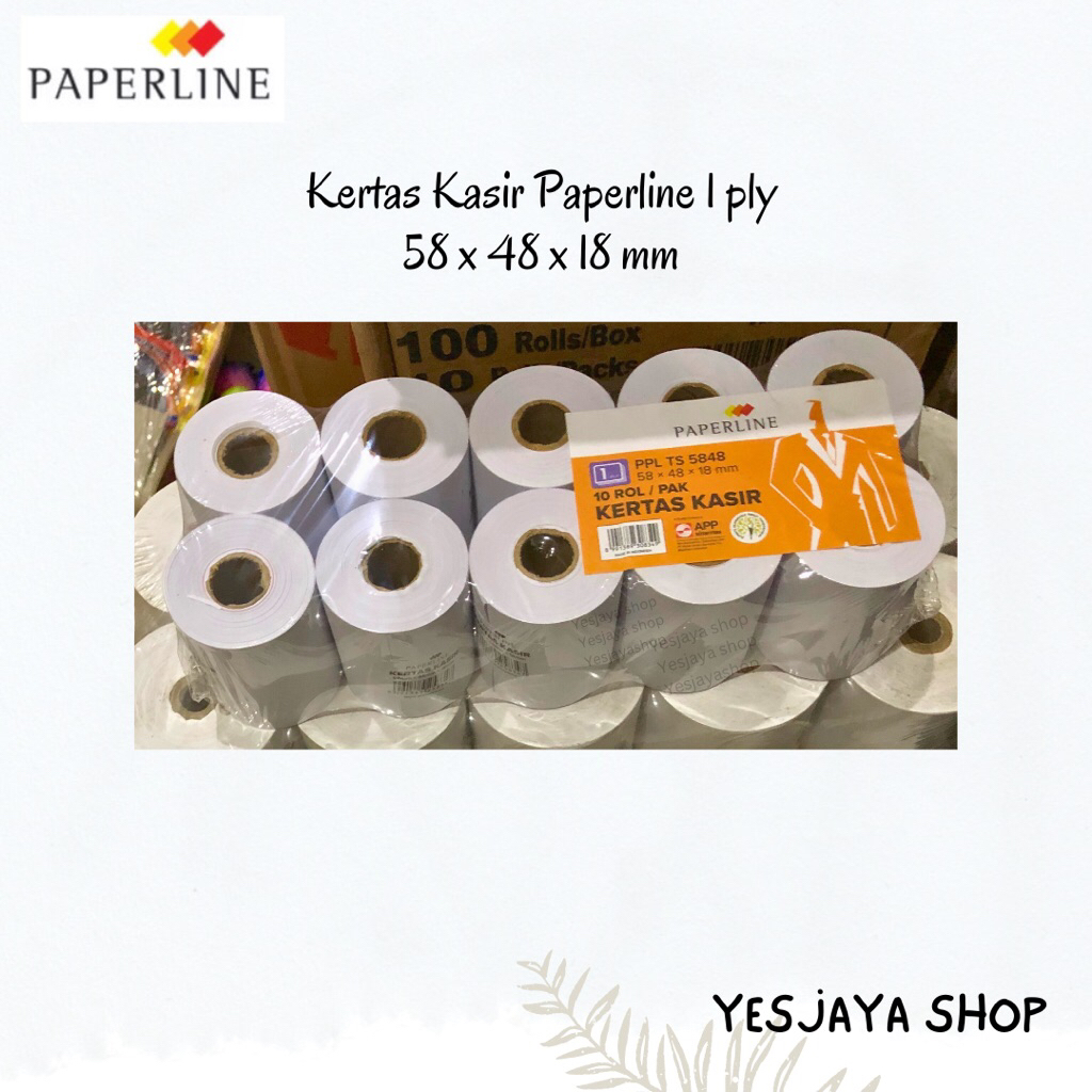 

{1 pak=10 roll} Kertas Struk Paperline 58x48 1 ply / Struk Paperline 58x48 / Kertas struk HVS 58x48 / Kertas Kasir Bogor / Kertas roll / Struk roll / Struk kasir 58x48 Paperline/ Kertas Setruk