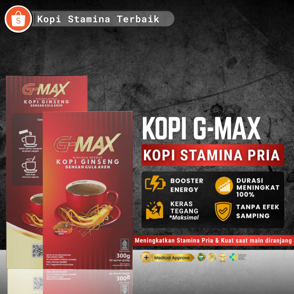 

Kopi G-MAX Minuman Gingseng Stamina Pria Dewasa Kuat Tahan Lama Sachet