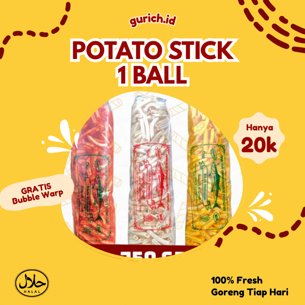 

1 BALL POTATO STICK 1KG ALL VARIAN CEMILAN KERIPIK MAKANAN