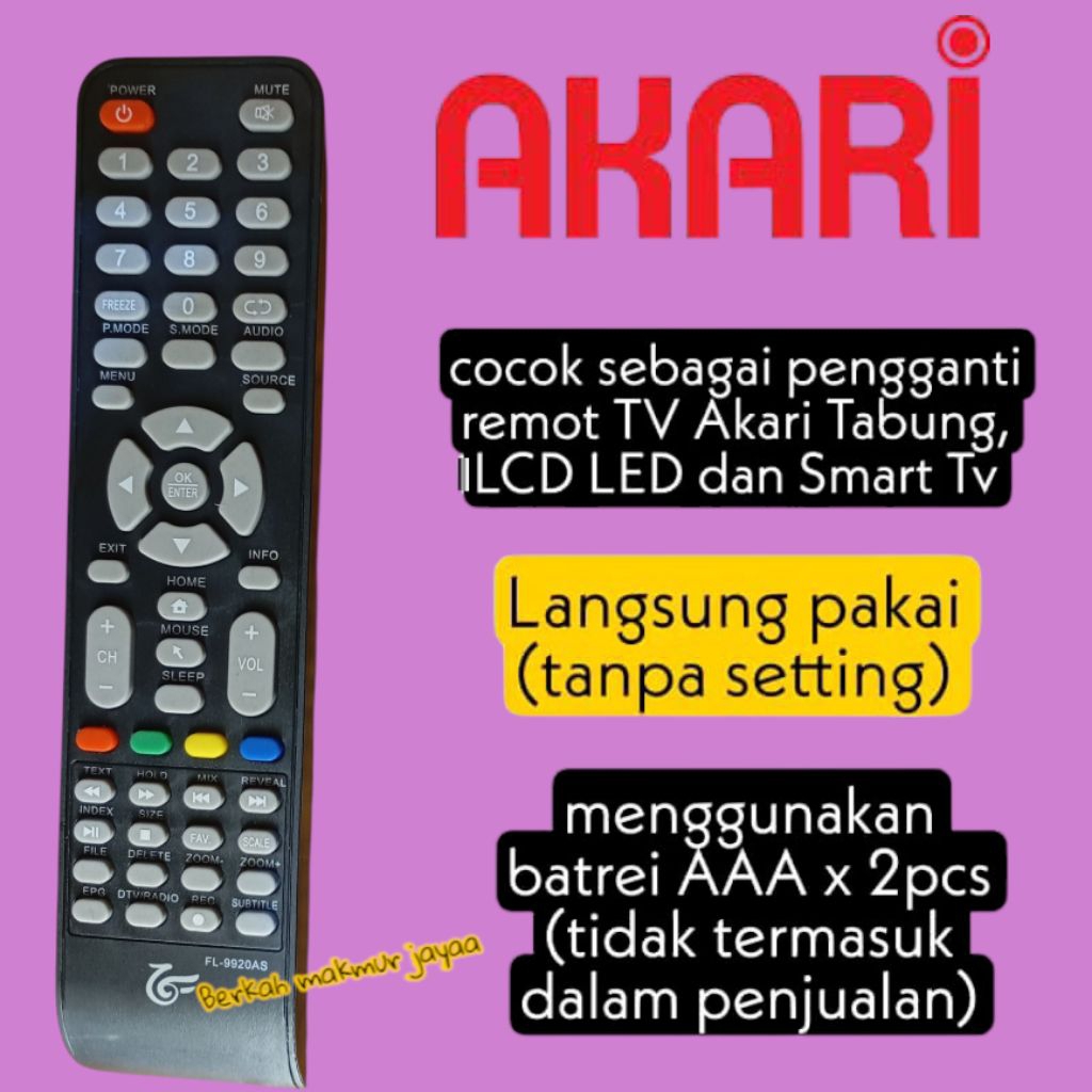 Remot Remote Smart LED TV Pengganti Tanpa Setting Akari FL-9920AS LE-32V99SM LE-50D99SBS SC-53V32D S