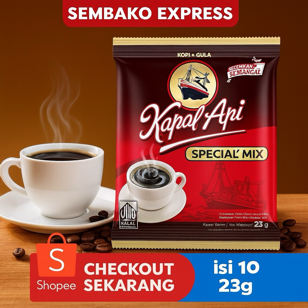 

Kapal Api Kopi Bubuk Special Mix 23g - isi 10 Sachet – Kopi + Gula Siap Seduh