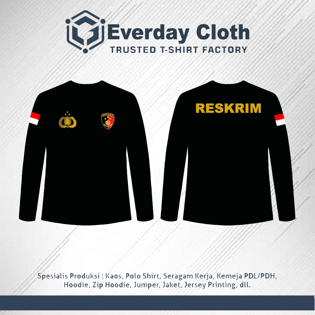 Kaos Reskrim Hitam Tangan Panjang Pendek - Ts-shirt Pria Reskrim