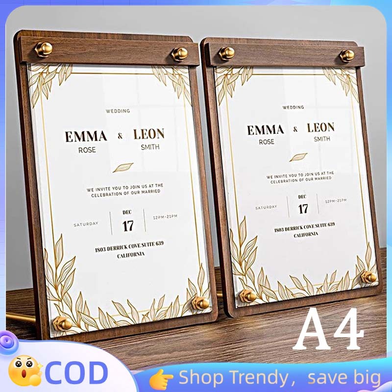 

Display Menu Standing A4 Table Menu Stand Wood Sign Holder