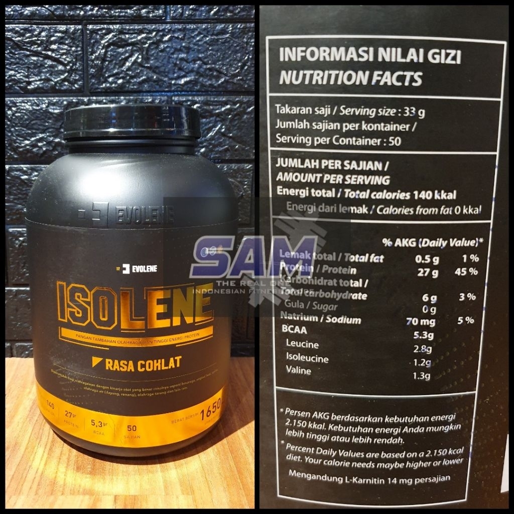 Suplemen Fitness EVOLENE Isolene 50 sachet 1650 gram Malang Whey Protein Isolate