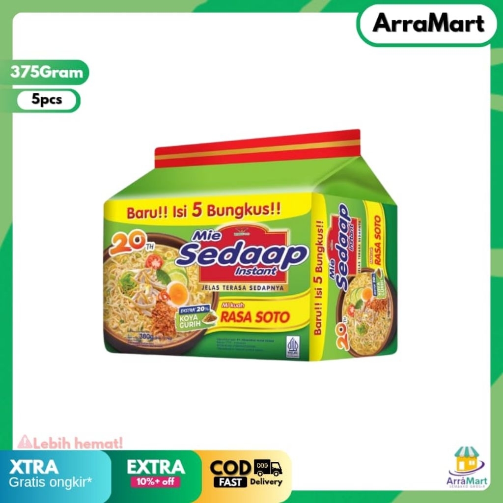 

Mie Sedaap Kuah Soto Mie Instan Isi 5 375gram
