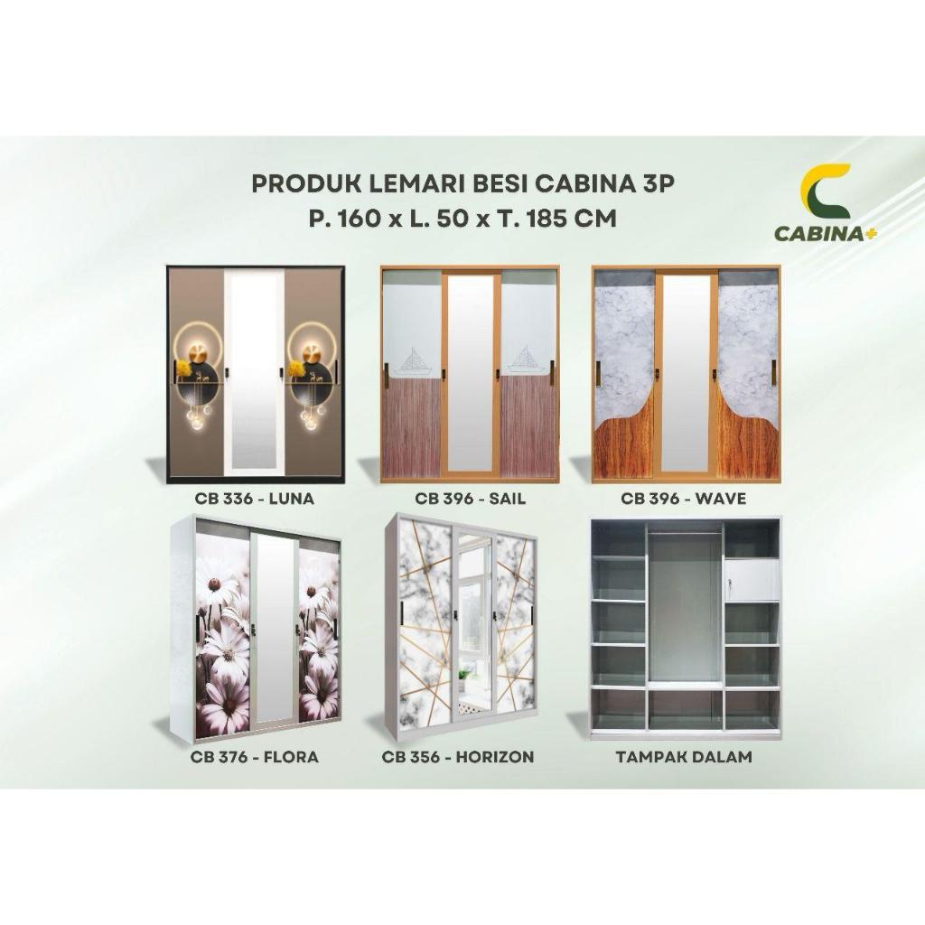LEMARI BAJU CABINA BESI 3 PINTU (PINTU SLEDING)