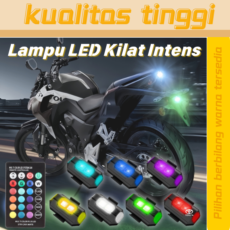 Lampu Led Kedip Pesawat Sepeda Motor 7 Warna Lampu Strobo Universal Motor RGB Safety Sein Dip Motor 