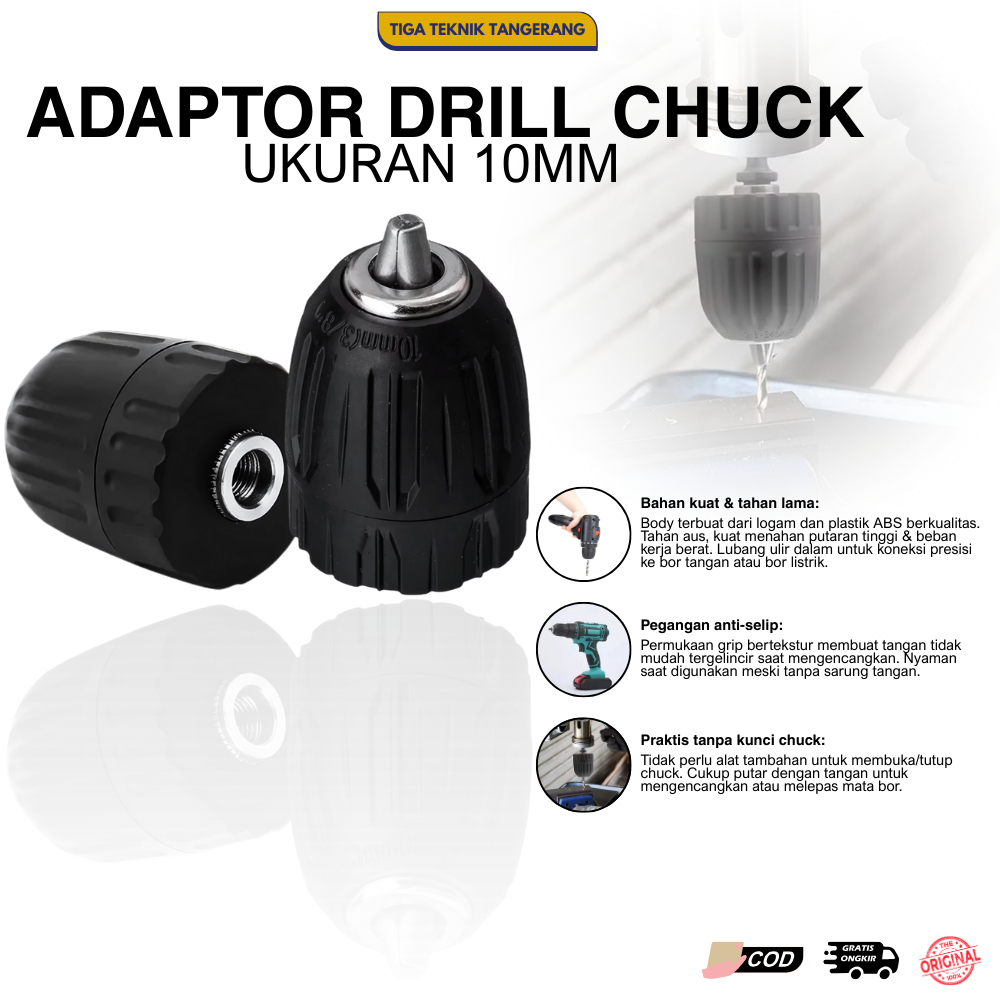 Adaptor Drill Chuck 10mm Keyless Drill Chuck Bor / Adaptor Bor Casing Drill