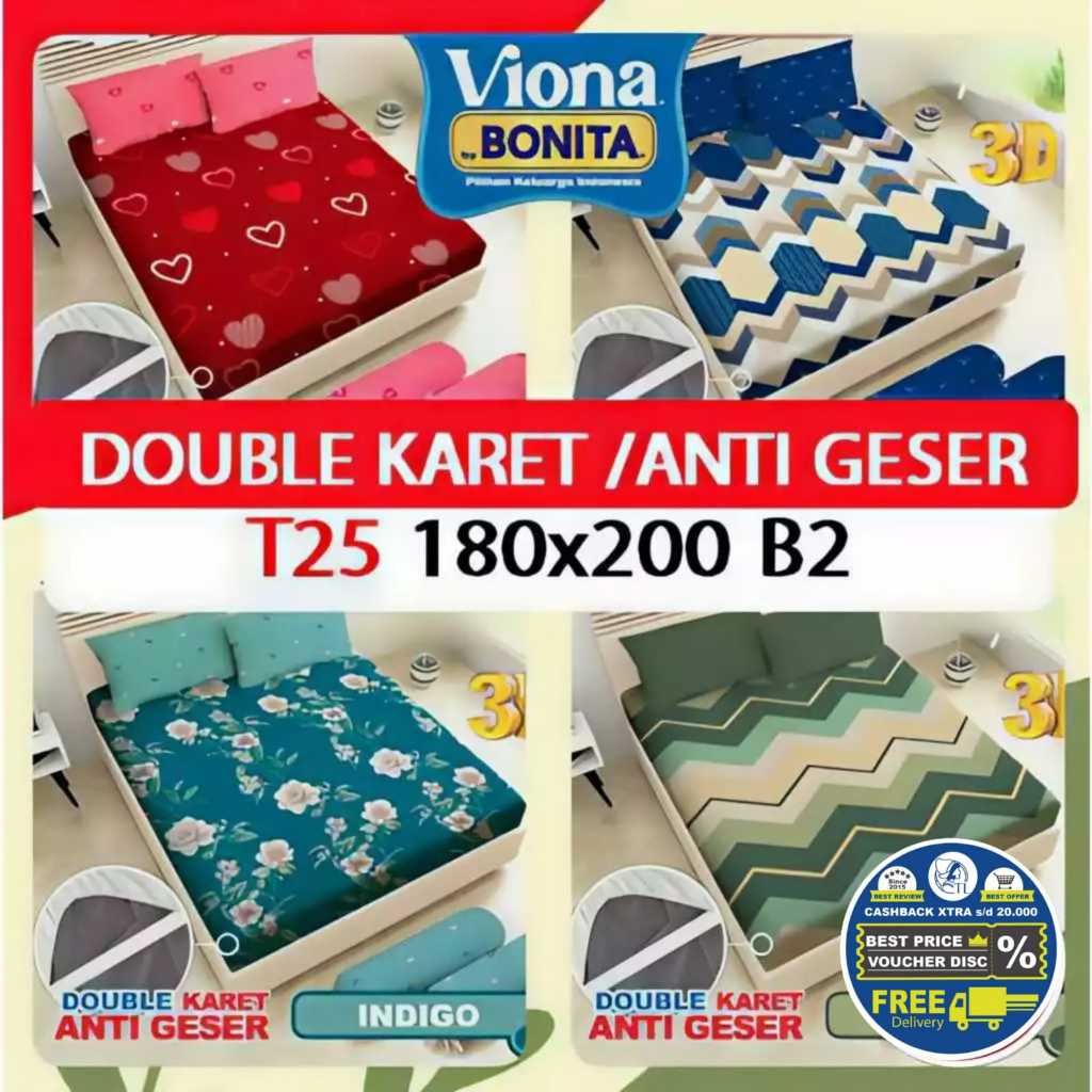 T25 Sprei VIONA by BONITA King Size Uk 180x200 T25 Cm Motif Aria Ayumi Aurelia Alesa Lorenzo Revaldo