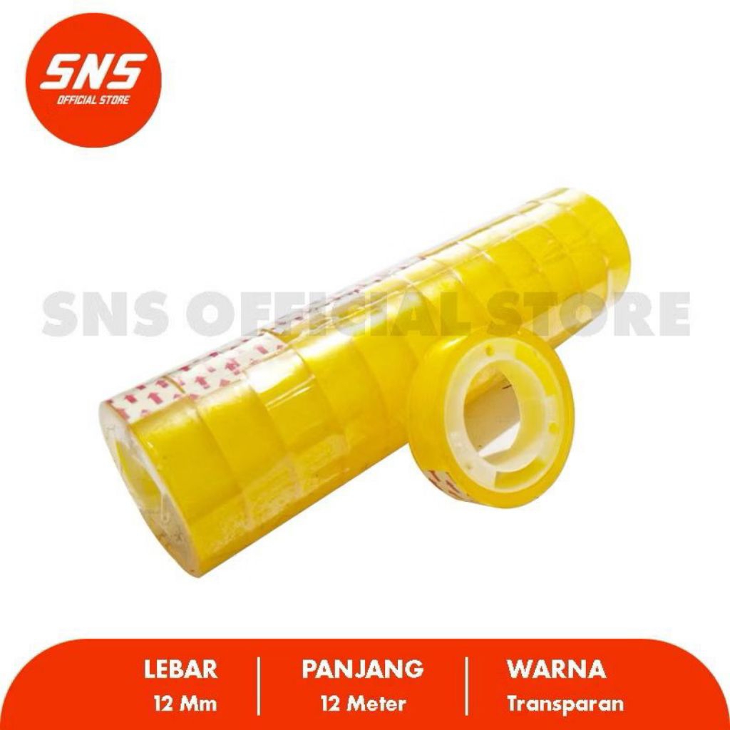 

Stationery Tape 12MM x 10 Meter Bening Isolasi Kado Selotip
