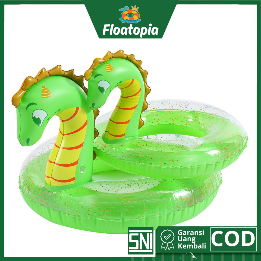 Pelampung Renang Anak Karakter Naga Ban Renang Balita Duduk Karakter Dragon Warna Hijau