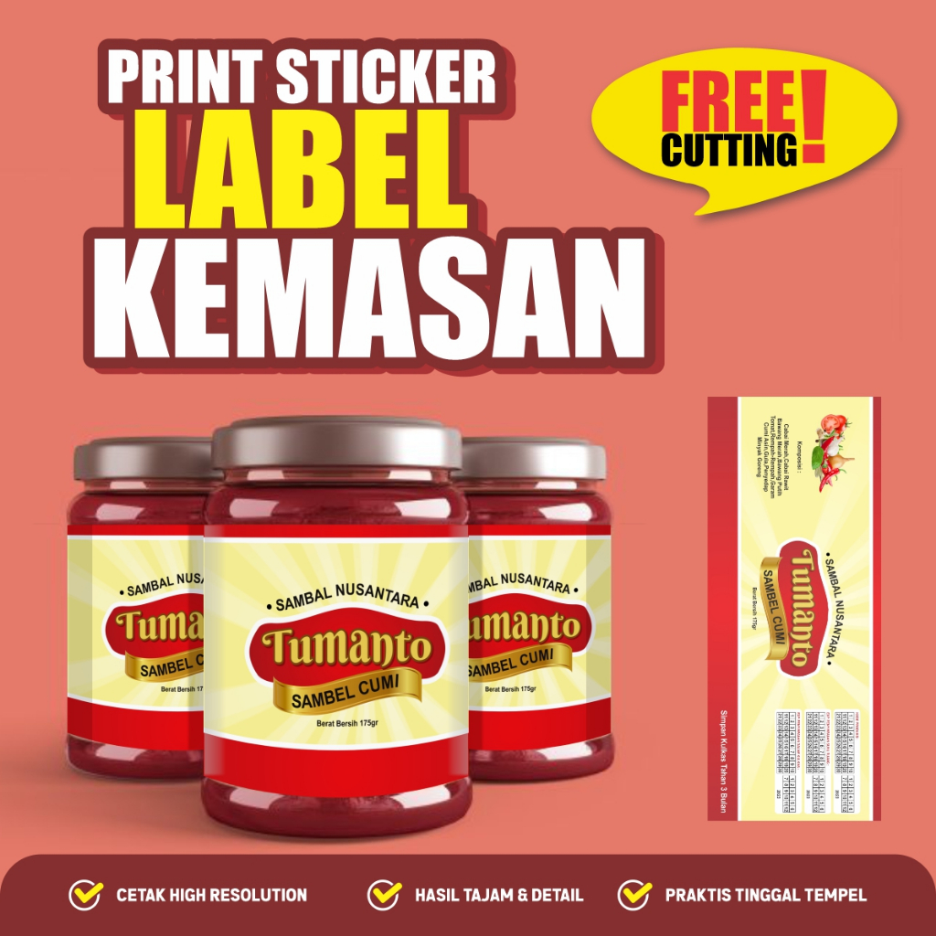 CETAK STICKER SEGEL KEMASAN / STICKER SEGEL / STICKER KEMASAN / STICKER TOPLES