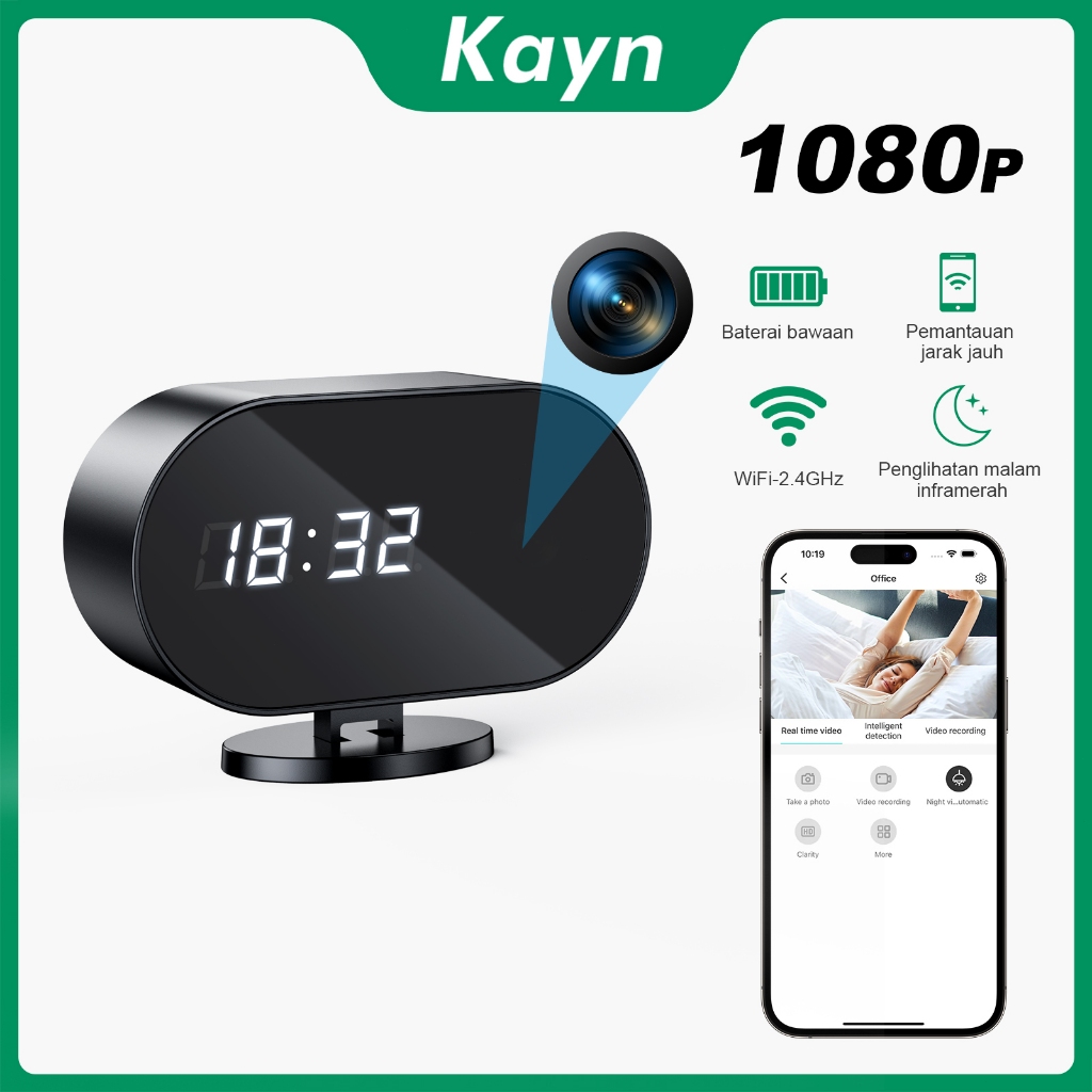 【Terbaik】Kamera Jam WiFi 4K Mini CCTV – Kamera Tersembunyi, Alarm Gerakan, Akses Jarak Jauh, Perekam