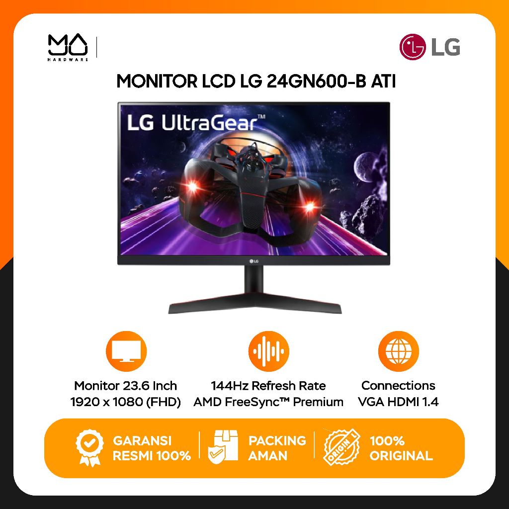 Monitor Game LG 24GN600-B.ATID Ultra Gear 24GN600-B 144Hz - Garansi Resmi