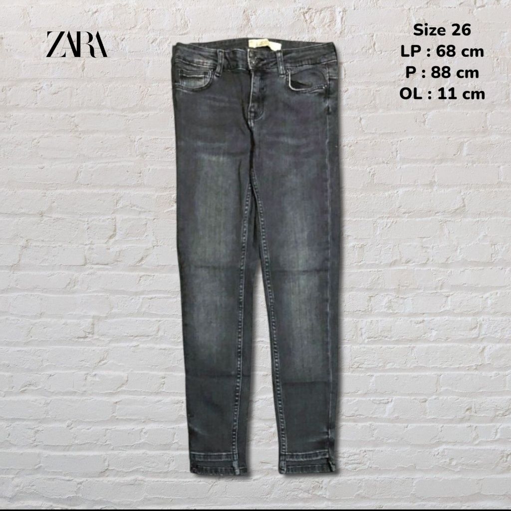 Size 26 Celana Panjang Jeans Zara Basic Grey Washed Fading Skinny fit Original Second Preloved #C2J1