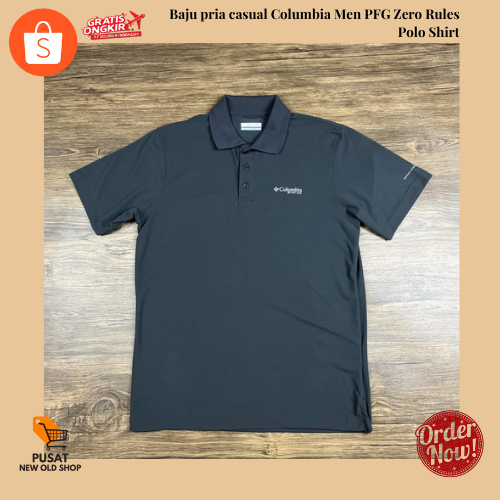 Baju Pria Casual Columbia Men PFG Zero Rules Polo Shirt Big Size M Warna Grey