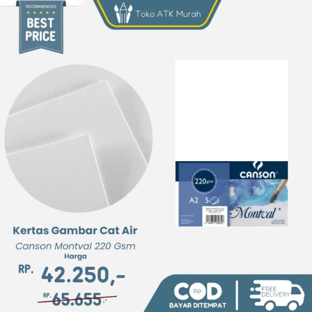 

Canson Montval 220 Gsm A2 Kertas Gambar Cat Air Watercolor Paper 5 Lbr