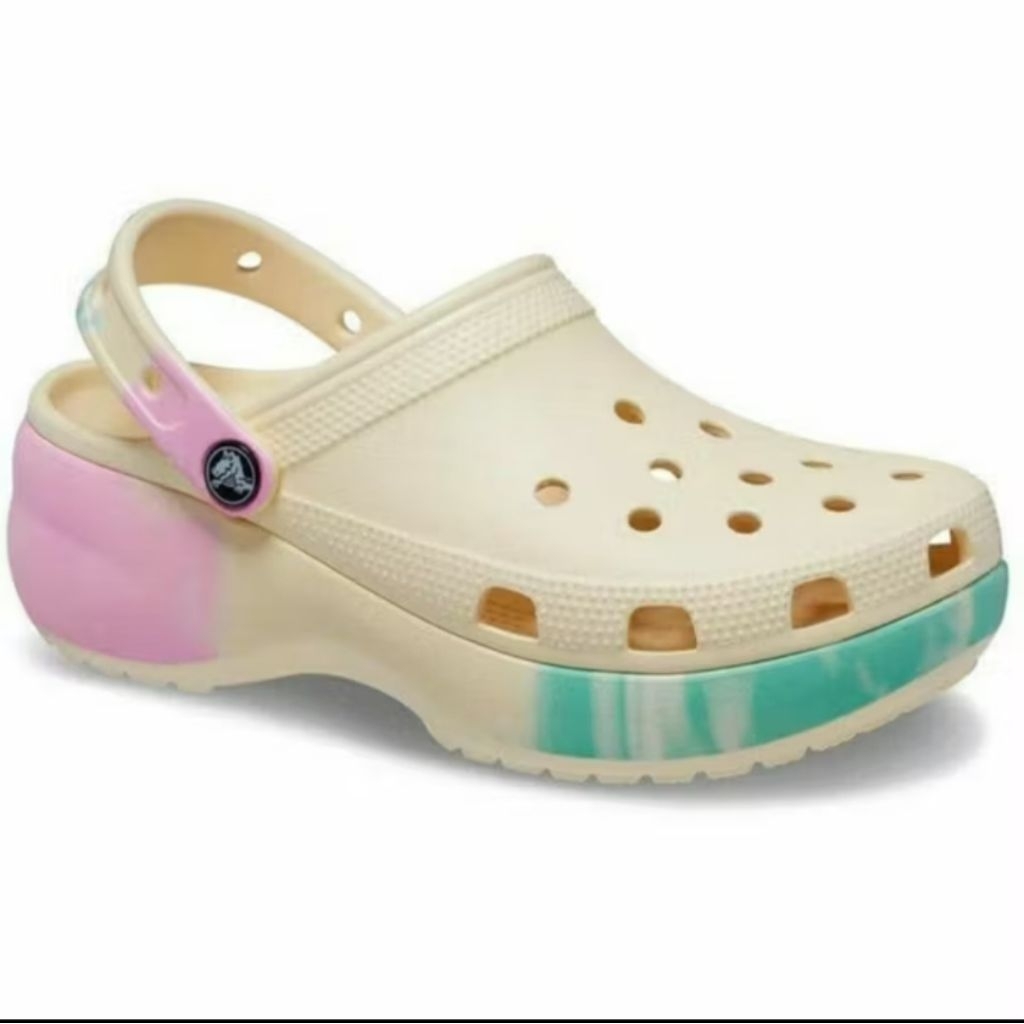 SANDAL CROCS WANITA PLATFROM CLOG MOTIF/ ANTI SLIP/ SEPATU SANDAL CROCS