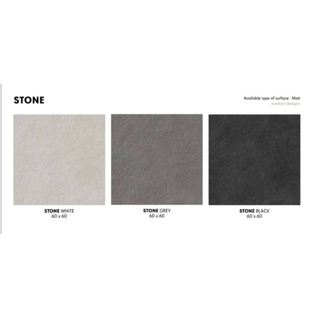 GRANIT MERK INFINITI TIPE STONE WHITE, GREY, BLACK UKURAN 60X60 PERMUKAAN TEKSTURE MATT UNTUK LANTAI