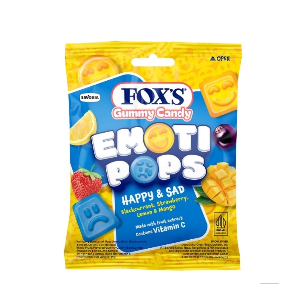 

Fox's Gummy Candy Emoti Pops Permen Kenyal Rasa Buah 35 g