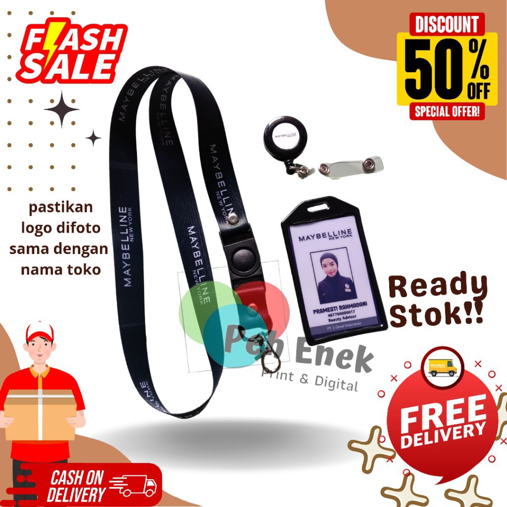 

Tali Card Maybelline / Lanyard id Maybelline/ gantungan Maybelline murah