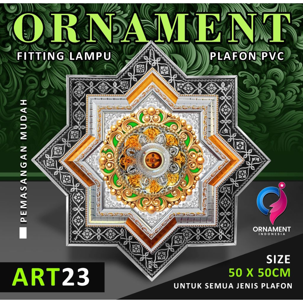 ORNAMEN LAMPU PLAFON PVC PREMIUM UKURAN 50X50CM