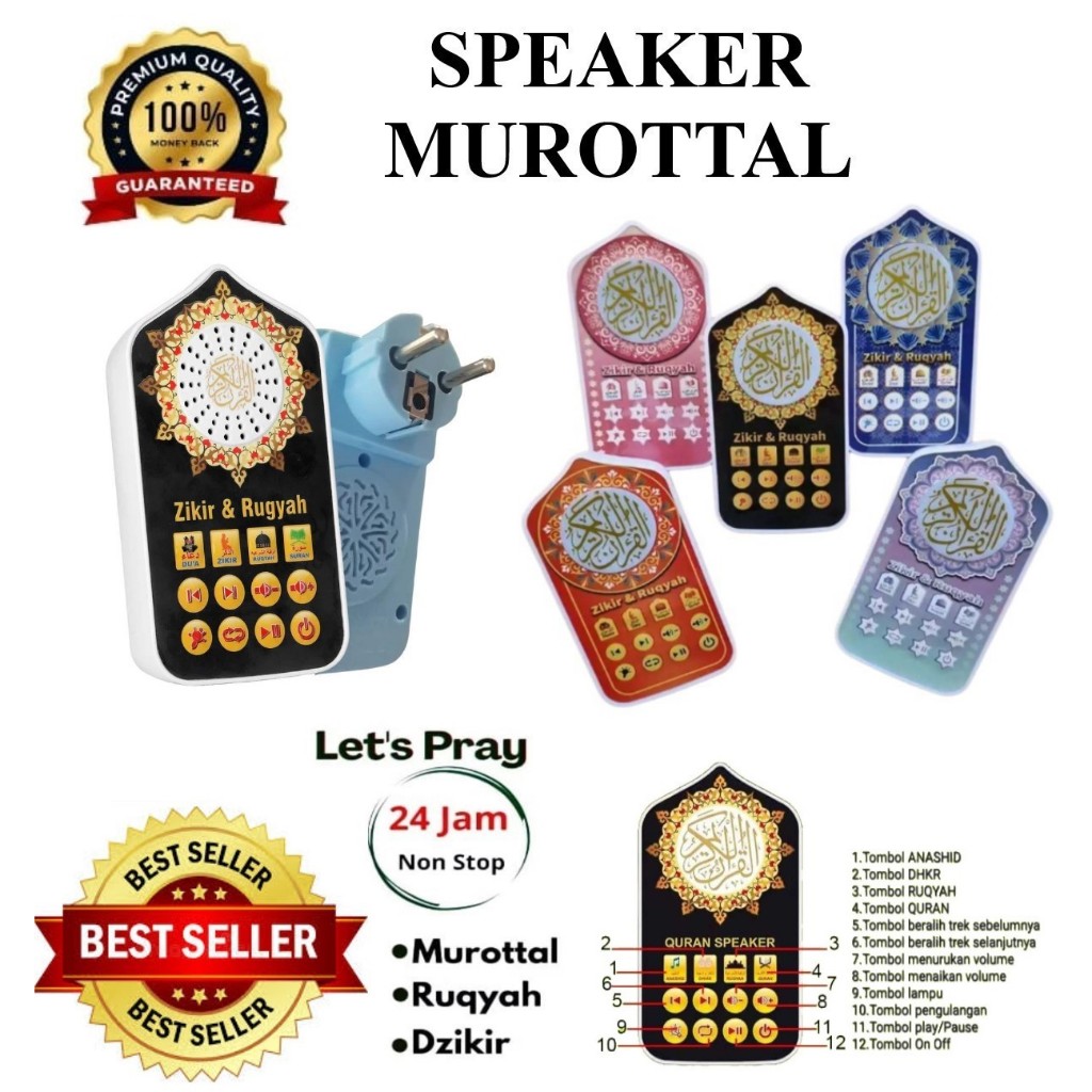 Speaker Lampu Tidur Murottal 24jam Speaker Al-Quran Surah Rizieq Zikir Ruqyah Speaker Ayat Quran
