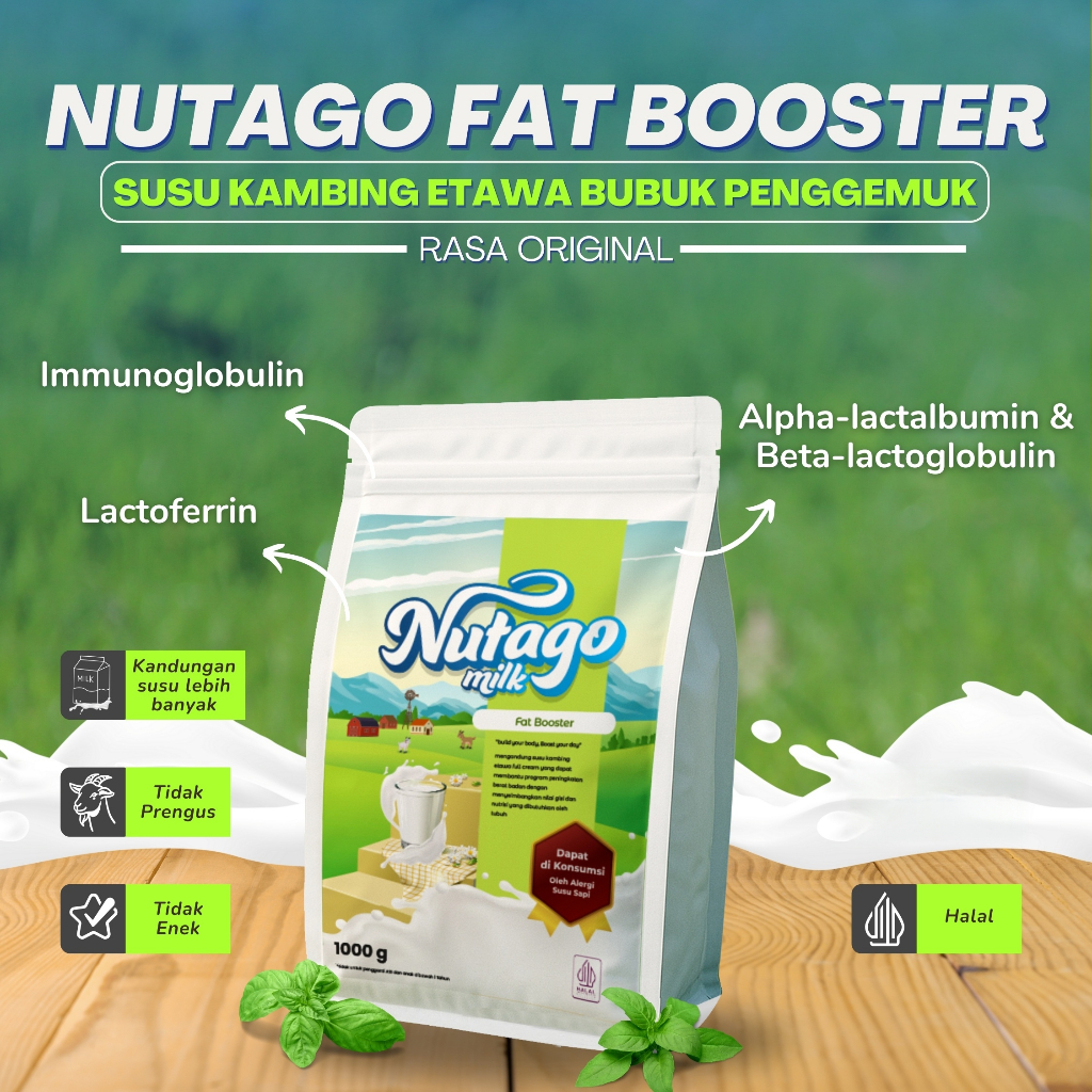 

NUTAGO MILK FAT BOOSTER Susu Kambing Etawa Penggemuk Badan 1KG Penambah Berat Badan ideal Organik Alami