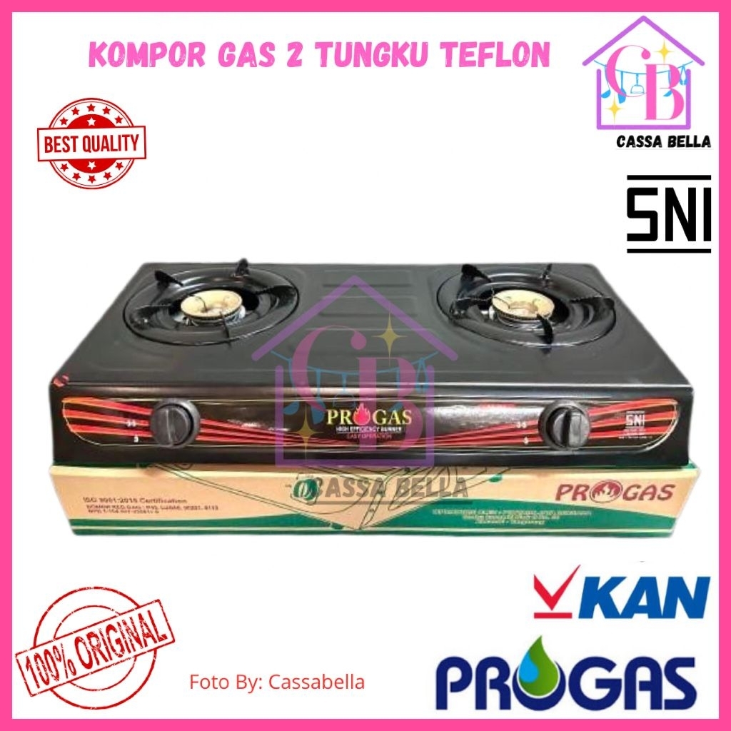 Kompor Progas 2 Tungku Teflon/Kompor Progas 2 Tungku+Slang Caisar Smart Silver