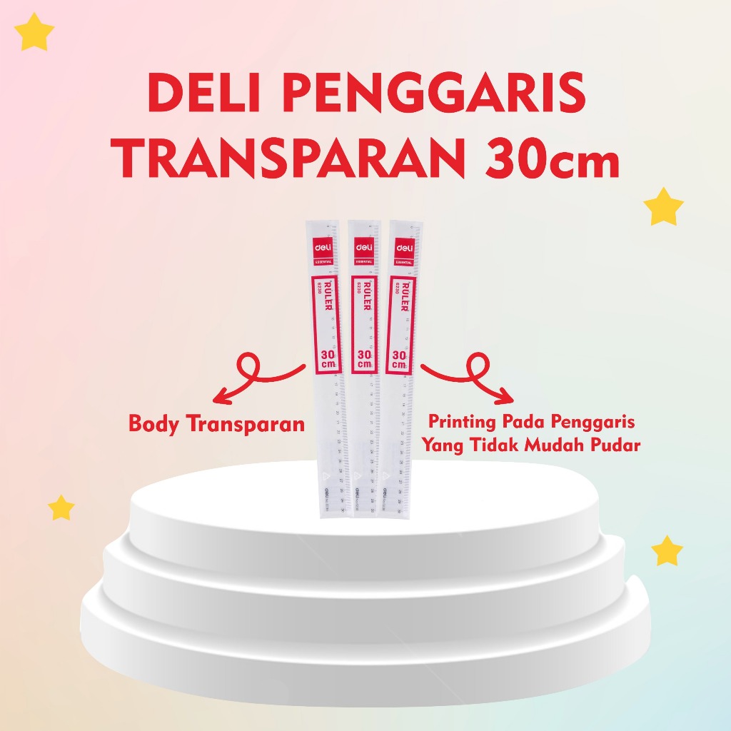 

DELI PENGGARIS MIKA 30CM E6230/Deli Penggaris Transparan 30cm/Deli E6230 Drafting/Penggaris-PS 30cm - Penggaris Akurat dan Tahan Lama