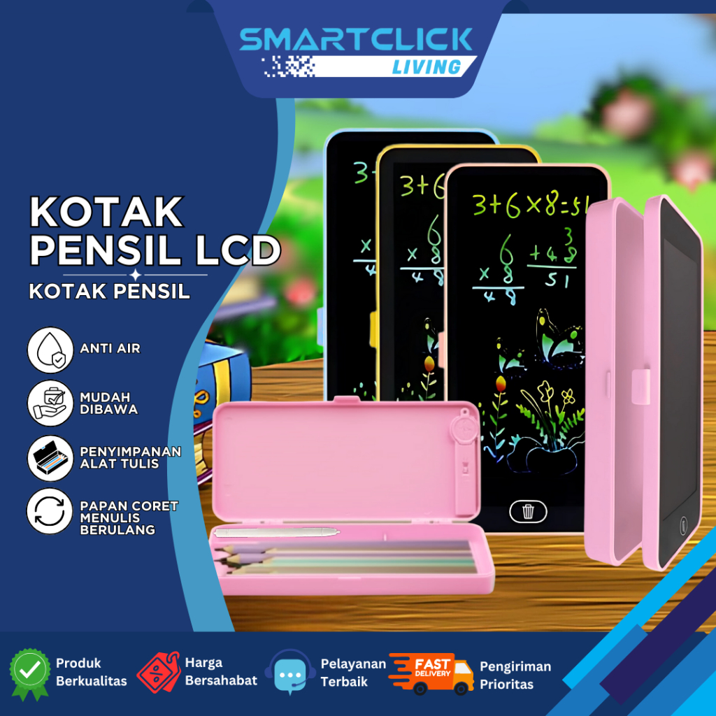 

SmartClick Kotak Pensil Lcd Writing Drawing Box Case Ukuran Besar Pencil Drawing Pad Edukasi 2in1