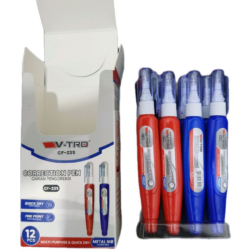 

12 Pcs / Box - Tip ex Correction Pen Ujung Besi Stationery VTRO