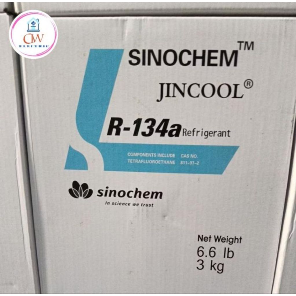 refrigerant R134a/R 134/R134 merk JINCOOL isi 3 kg segel pabrik