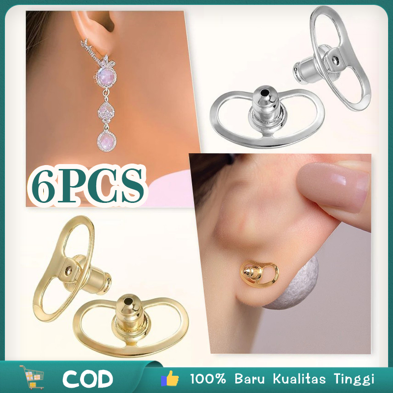 6pcs Pantat Anting Tembaga Tutup Anting Belakang Tutup Anting Tusuk Bantalan Anting