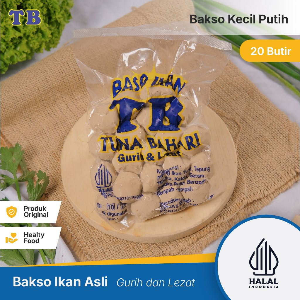 

Bakso Ikan Tuna Bahari Bandung Frozen Food - Baso Kecil Polos Putih Kuah Goreng - 20 Butir