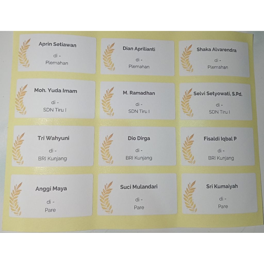 

label nama undangan / stiker nama undangan sudah cetak nama dan alamat (L2)