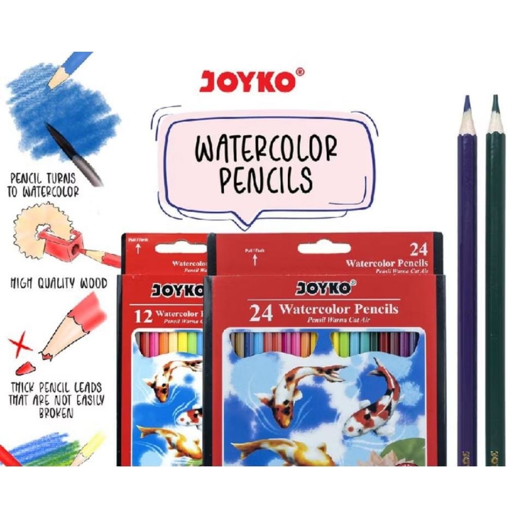 

JOYKO Pensil Warna Cat Air Watercolor Pencils 24 warna WCP-11