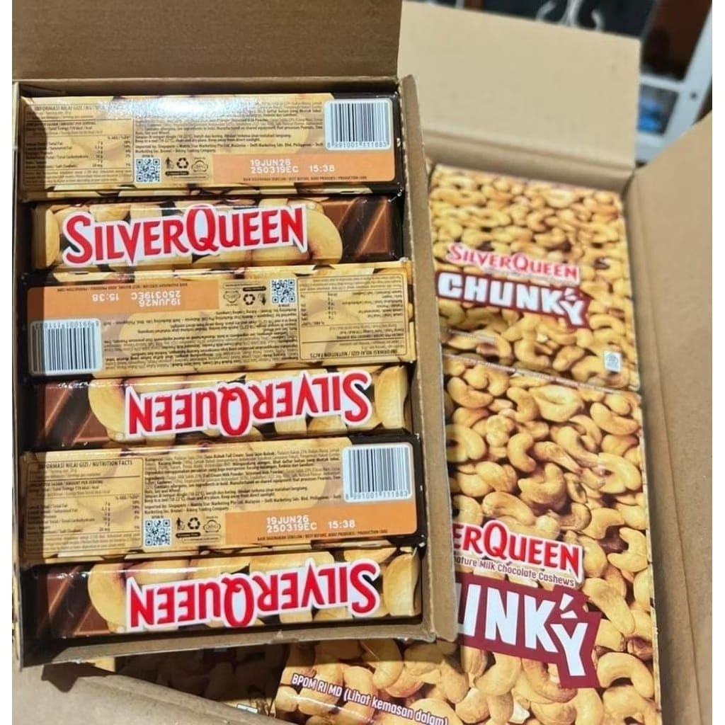 

Silverqueen Chunky Bar 26gr Box Isi 12 pcs