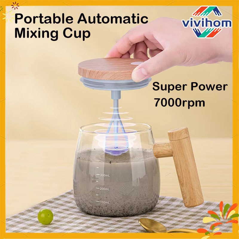 400ML Portable AutomaticMixing cup Cangkir Kopi Susu Teh Gelas Mug Kaca Aduk Otomatis