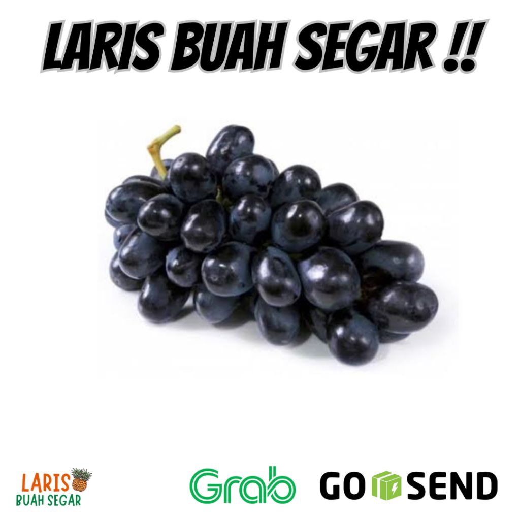 BUAH ANGGUR HITAM BLACK AUTUMN MANIS TANPA BIJI 500 GR