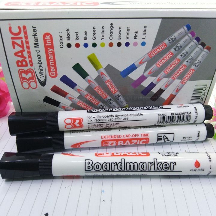 

3pcs Spidol Whiteboard Hitam Spidol Papan Tulis Bisa Dihapus Warna Hitam Bazic