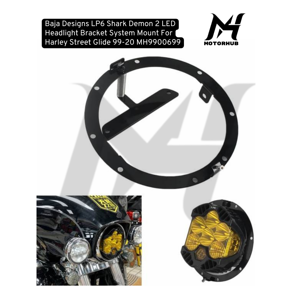 Bracket Lampu Baja Designs LP6 Shark Demon 2 LED Headlight Bracket System Mount For Harley Street Gl