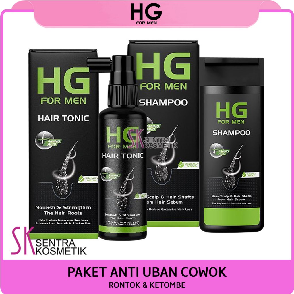 HG For Men PAKET Perawatan Rambut Rontok Shampoo + Hair Tonic