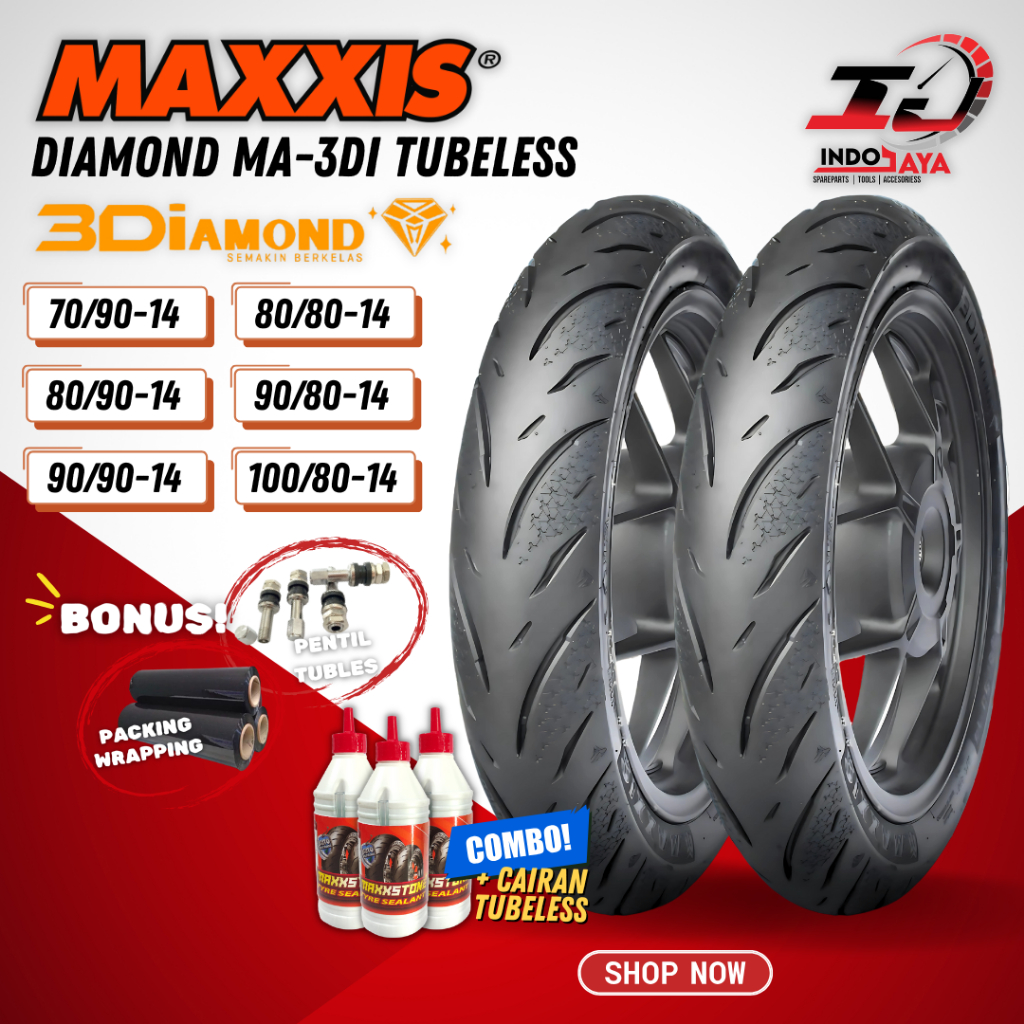 [PRODUK TERBARU] BAN MAXXIS DIAMOND MA-3Di TUBELESS RING 14 ( 70/90-14 / 80/90-14 / 90/90-14 / 80/80